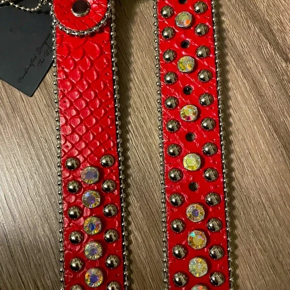 Elite Junior Red Rhinestone Belt XL Plus - Picture 7 of 8